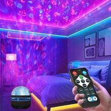 Lampe à projection d'ondes 7 en 1, veilleuse LED avec 7 effets d'éclairage et télécommande, convient pour 11 fêtes, chambre à coucher, salle de jeux, anniversaire, Noël