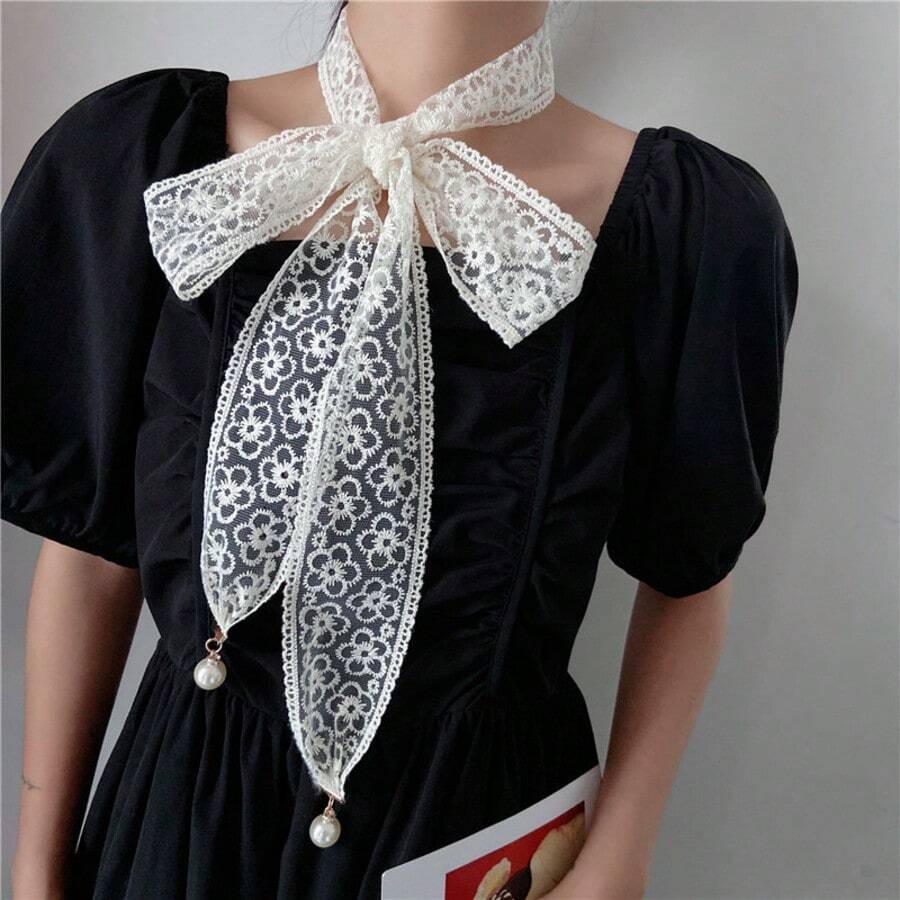 Ceinture de taille en dentelle pour femmes, chaîne de taille de style coréen avec décoration de perles, mode polyvalente, ceinture de robe d'été