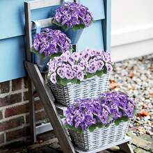 6 buc flori artificiale de panseluță rezistente la UV pentru decor exterior - Flori galbene vibrante, roșii și albe pentru decorarea verandei, terasei și jardinierelor. Decorați camera de zi, dormitorul și balconul cu flori artificiale. Decorațiune de grădină, jardinieră vintage cu roți. Flori artificiale rezistente la UV pentru decorarea exteriorului. - Multicolor - Vizualizare 11