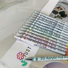 12/24/48pcs 3D Acrylic Gel Pen Waterproof Painting Marker Pen Drawing Gel Liners Quick Dry Pen For Wood, Canvas, Stone, Rock Painting, Nail, Glass, Ceramic Surfaces, Crafts Making Art Supplies Back To School