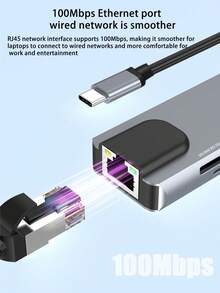 Notebook Computer Type-C All-In-One Docking Station, External USB Drive Hard Drive SD/TF Card Memory Card Multi-Interface Expansion Dock, Aluminum Texture Gigabit Network Card USB 3.0 Multi-Function Hub,(Before Purchasing, Please Ensure That Your Mobile Phone's Specifications Support HDTV Connection. - Light Grey - View 7