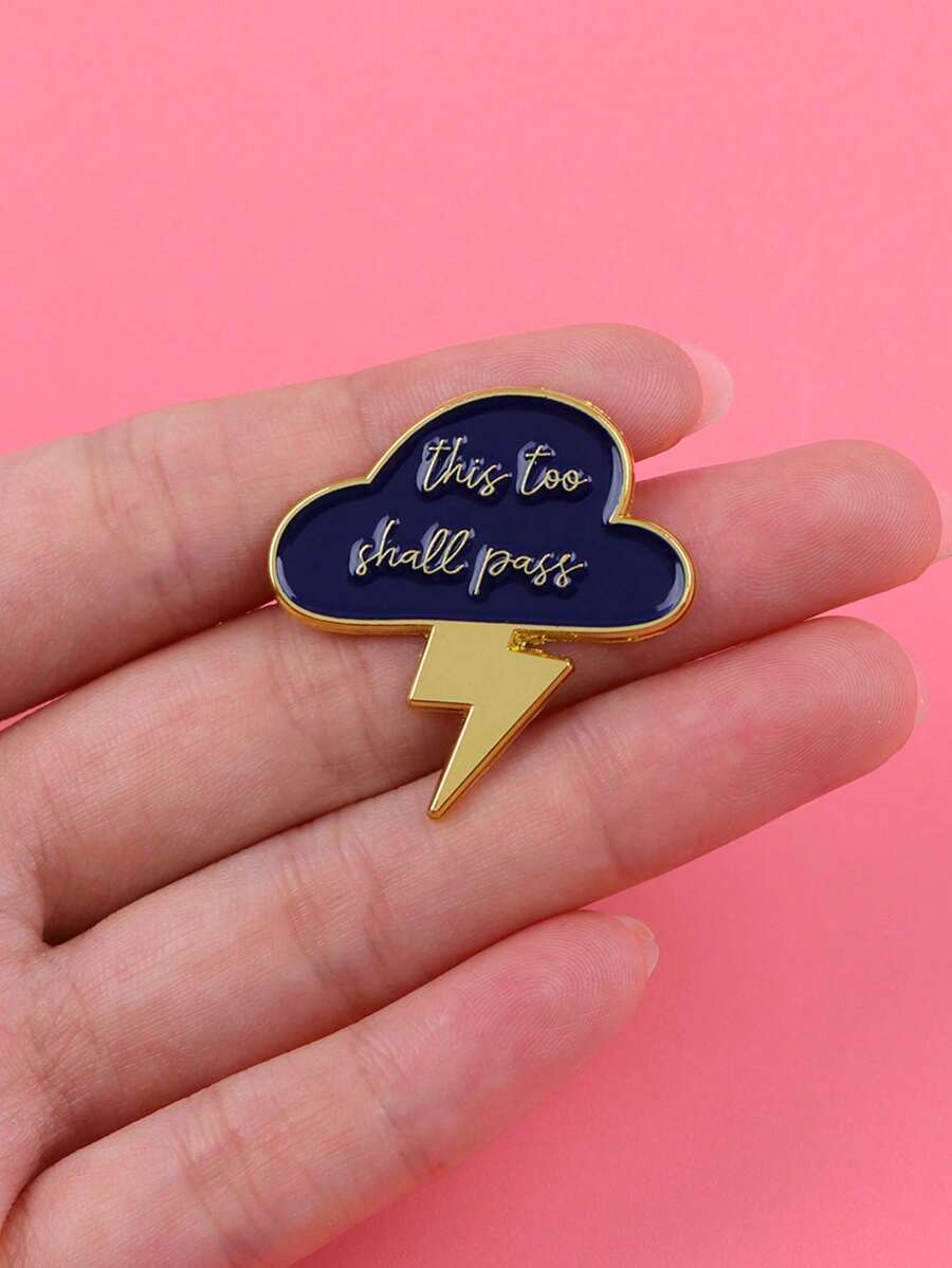 1pc Storm Cloud & Lightning Brooch Pin, Accessory - A - View 1