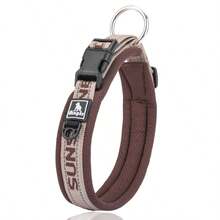 氯丁橡胶加垫狗项圈，适用于大型犬，反光宽宠物项圈，配有耐用金属带扣，可调节重型尼龙狗项圈 - 彩色 - 查看 19