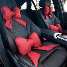 1pc Bowknot Ribbon Car Headrest Neck Pillow Creative Cotton And Breathable Comfortable Car Pillow Goddess Automotive Supplies