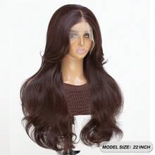 Red Brown 13x6 Synthetic Lace Front Wigs For Women 22 Inch Long Straight Glueless Kanekalon Hair Resistant Synthetic Hair Wigs Free Part 150% Density For Women Daily Party Vacation Holiday Use Easy To Install And Take Off For Beginners