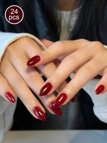 32Pcs Long Square/30Pcs Long Almond Shaped/24Pcs Medium Long Coffin Shaped/24Pcs Medium Long Oval/23Pcs Short Almond Press-On Nails, Solid Color Classic Thick Acrylic Nails, Suitable For Girls & Women Daily Wear, Diy Manicure, Christmas, New Year, Includes 1Pc Nail File & 1Pc Double-Sided Tape Nail Supplies Nails