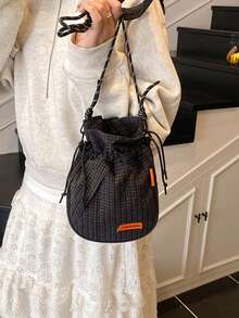 Minimalist Casual Lightweight Crossbody Bag, Multifunctional Shoulder Bag, Women's Portable Phone Pouch With Drawstring Pocket - Black - View 3