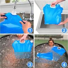 1/4pcs 2.64 Gallon Leakproof Collapsible Water Bladder Bag - Durable PE Material, Convenient Carry Handle, For Camping, Hiking & Emergency Storage, Blue - Blue - View 5