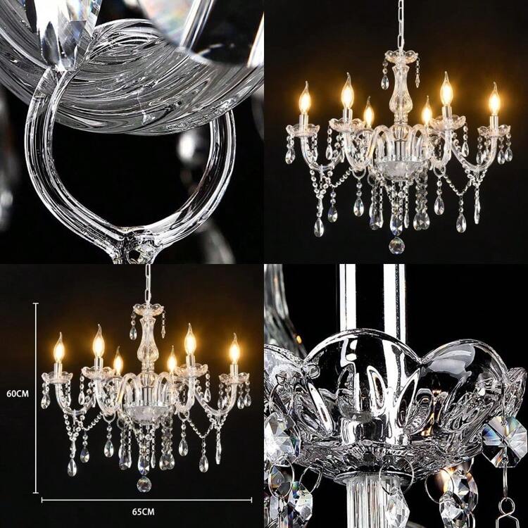 シャンデリア クリスタル (プラスチックではない) 6灯 エスティーク