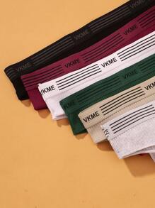 VKME Set di 6 pezzi Mutande basse in cotone, biancheria intima sportiva, pantaloncini brasiliani da donna con motivo a lettere