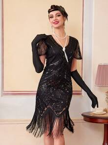 1920s Flapper Dresses For Women, Great Gatsby Dresses With Sleeve Roaring 20s Dress For Harlem Nights