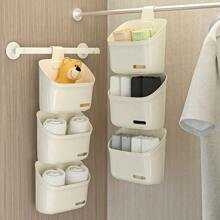 Multi-Functional Hanging Storage Basket - Kitchen, Bathroom, And Toilet Organizer Rack, Bedside Plastic Storage, Bathroom Supplies Organizer, Wall-Mounted Space-Saving, Portable Storage Solution., Shelf Baskets