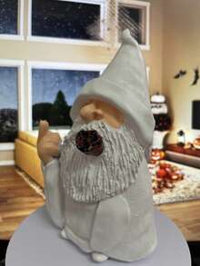 Funny Garden Gnome Statue,5.9in Naughty Mini Smoking Middle Finger Gnomes Statue For Fairy Garden,Indoor Or Outdoor Lawn Garden Christmas Decorations Housewarming Gifts - White - View 10