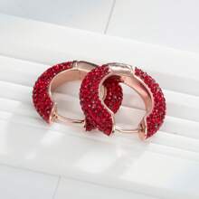 925 Sterling Silver Hoop Earrings For Women, Fashion Crystal Rimmed Gift, 15mm - 35mm