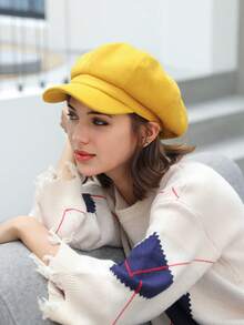 1pc Fashionable Newsboy Hat, Suitable For Daily Wear - Black - View 14