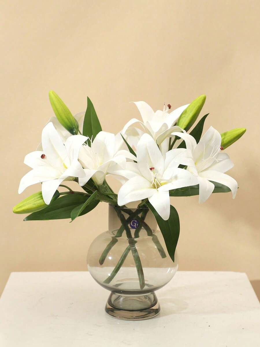 1 件/2 件人造百合花茎，简约涤纶假花，适用于家居装饰、情人节、生日毕业礼物