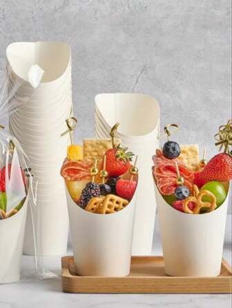 10个/20个/30个/40个/50个加厚牛皮纸圆锥形杯、薯条杯、烘焙包装盒、冰淇淋杯、圆形甜点包装盒【加厚版】