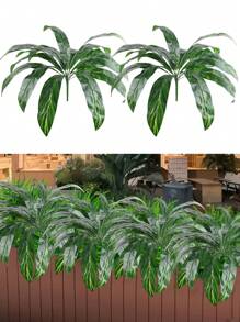 1PC/4PCS Artificial Plants False Tropical Green Shrubs Decoration Realistic Touch Artificial Leaf Stems Suitable For Outdoor Interior Decoration Home Garden Party Wedding Bedroom Room Office Decoration