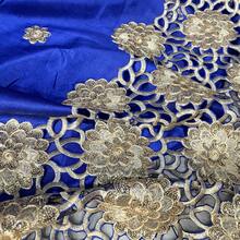 Sequin Lace Embroidery Mesh George Fabric Wedding Bridal African Lace Fabric Fashion Women Party 3/5 Yards Blue White - Blue - View 5