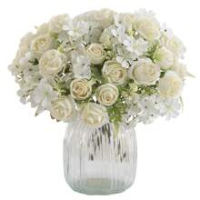 1/4 peças Buquê de Flores Artificiais Realistas, Buquês Reutilizáveis de Rosas Falsas, Crisântemos, Hortênsias com Hastes, Decoração de Mesa para Casa e Quarto, Arranjos Florais Artificiais Centrais, Decoração de Jardim e Quintal Externos, Decoração de Casamento, Aniversário, Chá de Panela - Sem Recipiente, Decoração de Outono