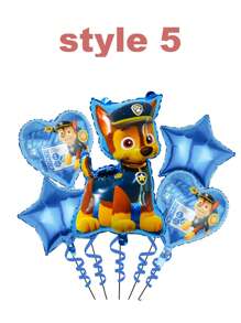 Paw Patrol 5 Stücke Hunde Team Patrouille Aluminium Folie Ballon Set, Kies, Archie, Flauschige Kombination Geburtstags Szene Dekoration Luftballon