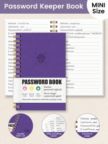 1 pieza Libro de contraseñas simple A6 con cubierta dura, 93 hojas Libro de direcciones y contraseñas avanzado con recordatorio de días de correo electrónico, almacenamiento de nombre de usuario y contraseña de sitios web de seguridad, útiles de oficina y regreso a la escuela