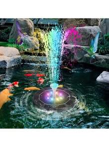 1pc Solar Powered Bird Bath Fountain, Solar Fountain Pump With Colorful Lights, Independent Portable Floating Solar Powered Drinking Water Pump, Suitable For Garden, Pond, Swimming Pool, Outdoor And Backyard