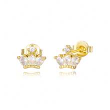 TUANZISP 22pcs Set Women's Gold Plated Copper Stud Earrings With Zirconia, Butterfly, Heart, Star, Crown, Snowflake, Geometric Designs, Versatile Fashion Jewelry, Elegant Vintage Luxury Gift For Women