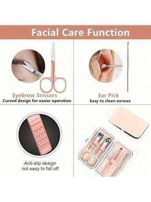 7pcs/Set Nail Clipper Set With Charming Highland Cow Pattern,Portable Organizer Case Included Large Capacity Nail Care Box Storage Box, With Stainless Steel Tools, Ultra Sharp And Splash Free Nail Clipper Set, Classic Design Cutting Box, Used For Mobile Beauty Essentials, Travel, Outings, Residential School And Home Essentials - Baby Pink - View 6