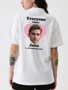 Customized Personalization Polo T-Shirts Upload Your Photos To Design Your Own Clothes Fallow Custom - White - View 3