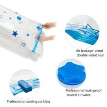 2 pièces Sac de rangement sous vide avec motif étoile épaissi, sac de compression sous vide convenant aux vêtements, matelas, couvertures, édredons, oreillers, voyage et stockage mobile. Matériaux de haute qualité plus doux et plus durables
