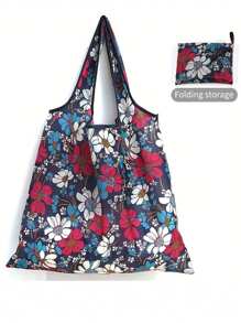 10pcs Reusable Foldable Polyester Shopping Bags With Fashionable Patterns, Suitable For High-Quality Shopping, Reusable Shopping Bags