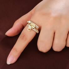 1 Stück geometrischer Kreuz-Design Synthetik-Zirkonia Damen-Ring