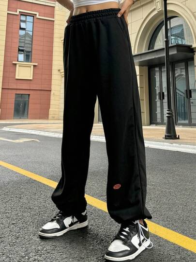 1件装女士柔软运动裤，休闲户外运动裤，带束口裤脚