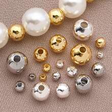 50/100pcs 18K Gold Plated Round Beads 2/2.5/3/4/5/6mm Long-Lasting Round Smooth Spacer Beads Seamless Loose Balls Mini Seed Beads For DIY Necklace Jewelry Making Supplies