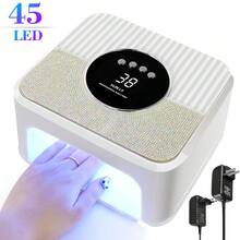 LIMEGIRL 45颗LED灯珠钻石美甲灯，凝胶指甲油固化LED紫外线灯，带4种定时设置、自动感应液晶显示屏，专业美甲沙龙工具配件