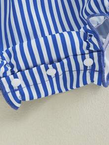 0-18 Months Baby Girl Independence Day Cami Romper Sleeveless Star Stripe Print Tie Shoulder Jumpsuit - 藍色 - 查看 10