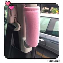 1 件装通用汽车可爱粉色绒面门把手手套、车内扶手套、手刹套、车把手保护套