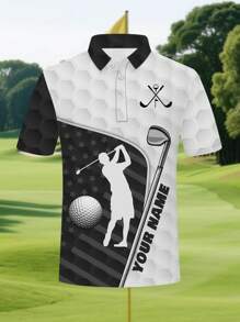 Custom Short Sleeve Men's Polo, Golf Sports Polo Customized Name, Summer Casual Outfit For Golf, Button Casual Short Sleeve Polo Shirt For Summer