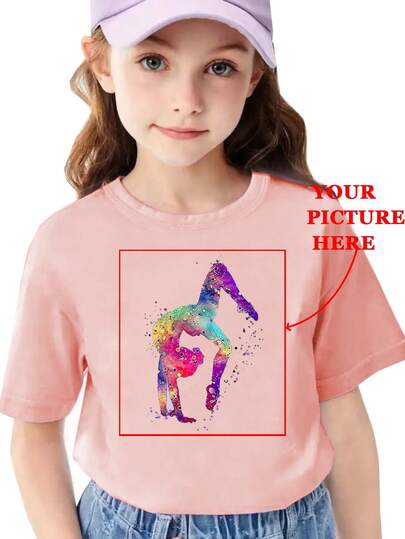 Spersonalizowana ikona/logo/prezent/rocznica/urodziny/zdjęcie/zwierzak/odzież na wycieczkę szkolną dla dziewczynki, spersonalizowana nazwa/tekst/mundurek szkolny/logo grupy tanecznej/ekskluzywny T-shirt