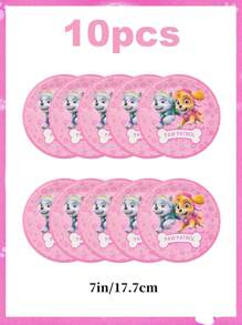 Paw Patrol Paw Patrol Serie rosa-farbenes tägliches Perlen-Thema Einweg-Geschirr für Partydekoration, Party-Event Foto-Dekoration Artikel, Geburtstags-Party und Feiertags-Party Einweg-Geschirr, geeignet für Familientreffen, Verwandten- und Freundetreffen, Gender-Enthüllungs-Party-Events, Halloween, Thanksgiving, Valentinstag, Weihnachten, Schulanfangszeit