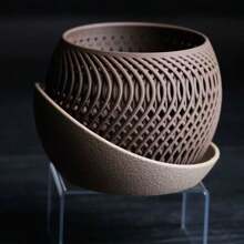 3D Printed Orchid Planter With Base, Polygonal Succulent Planter, Modern Minimalist Elegant Balcony Decor