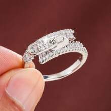 1 Stück geometrischer Kreuz-Design Synthetik-Zirkonia Damen-Ring