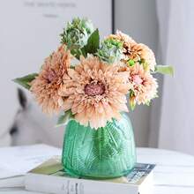 5 件装，高品质人造向日葵花蕾，栩栩如生的向日葵，长茎丝绸人造向日葵装饰，适用于婚礼、家居、室内外桌面装饰