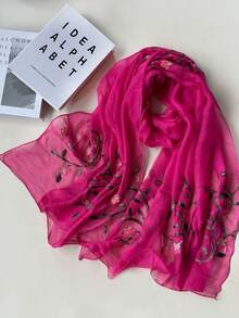 1pc Minimalist Elegant Delicate Embroidered Multi-Color Fashion Party/Travel Lightweight Scarf Shawl For Women, Spring/Summer - Multicolor - View 15