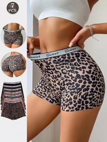 7 Peças Shorts Casuais e Esportivos de Carta Prata para Mulheres