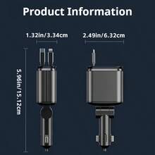 Teckwe 1pc Car Charger Supports Super Fast Charging, Retractable 4-In-1 Cigarette Lighter Charger