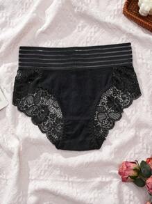 APRSEA Paquete de 3 bragas de mujer de cintura alta, con encaje semitransparente y transpirables