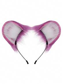 Cute Furry Cat Ear Headband, Playful Bicolor Plush Animal Ear Hair Hoop Decoration