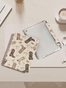 西部牛仔靴棕色丝带iPad保护套，兼容iPad（A16）第11代11英寸（2025款）和iPad第10代10.9英寸（2022款），带笔槽、三折支架、自动唤醒/睡眠功能，是返校季、情人节、节日送礼佳品。 - 彩色 - 查看 4